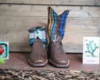 Size 42 - Blunt Toe Cowgirl Bling -Brown Stripes