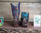 Size 42 - Blunt Toe Cowgirl Bling -Brown Stripes