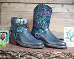 Size 42 - Blunt Toe Cowgirl Bling -Terquoise Blooms