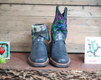 Size 42 - Blunt Toe Cowgirl Bling -Terquoise Blooms