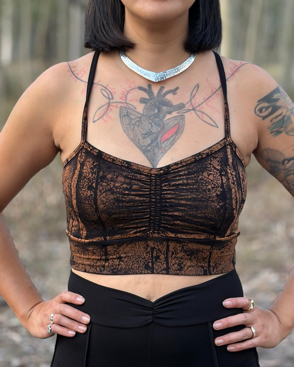 Dewdrop Bralette - Brown - Vein Print
