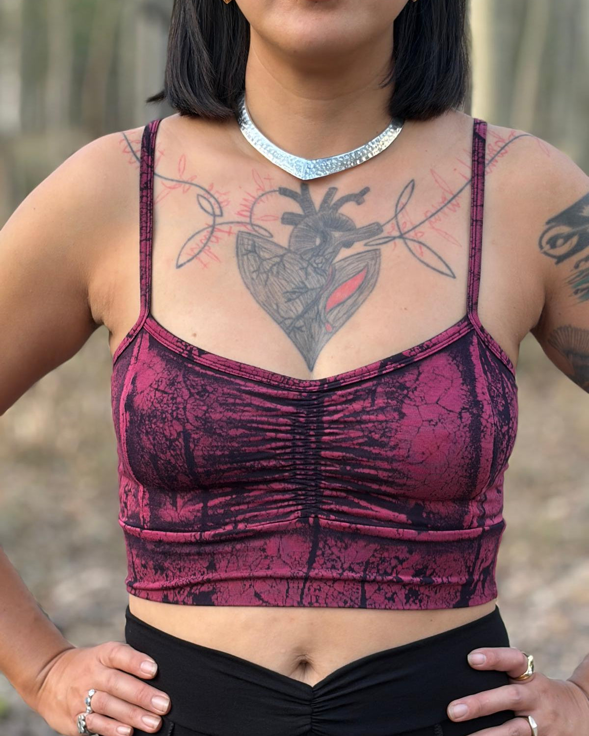 Dewdrop Bralette - Hot Pink - Vein Print