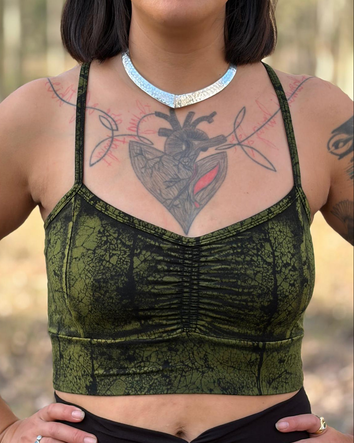 Dewdrop Bralette - Green - Vein Print