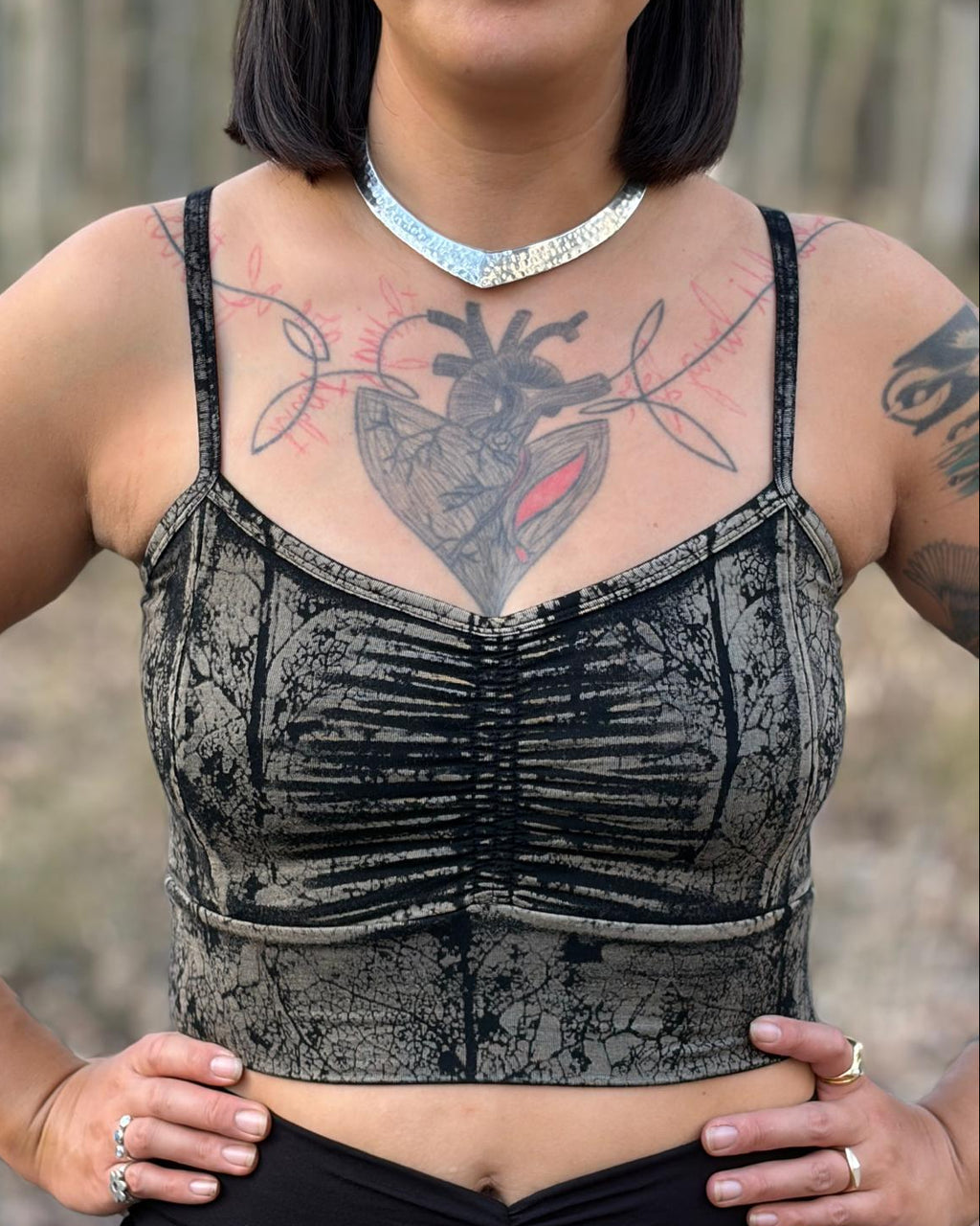 Dewdrop Bralette - Silver - Vein Print