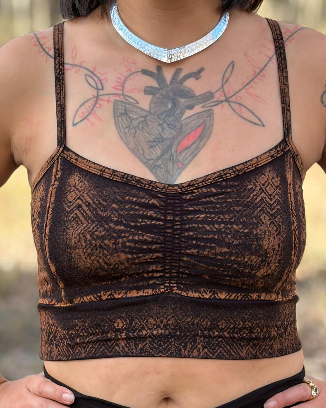 Dewdrop Bralette - Brown - Diamond Print