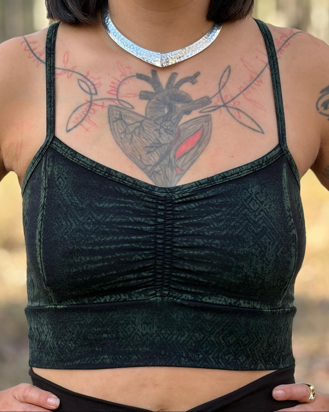 Dewdrop Bralette - Green - Diamond Print
