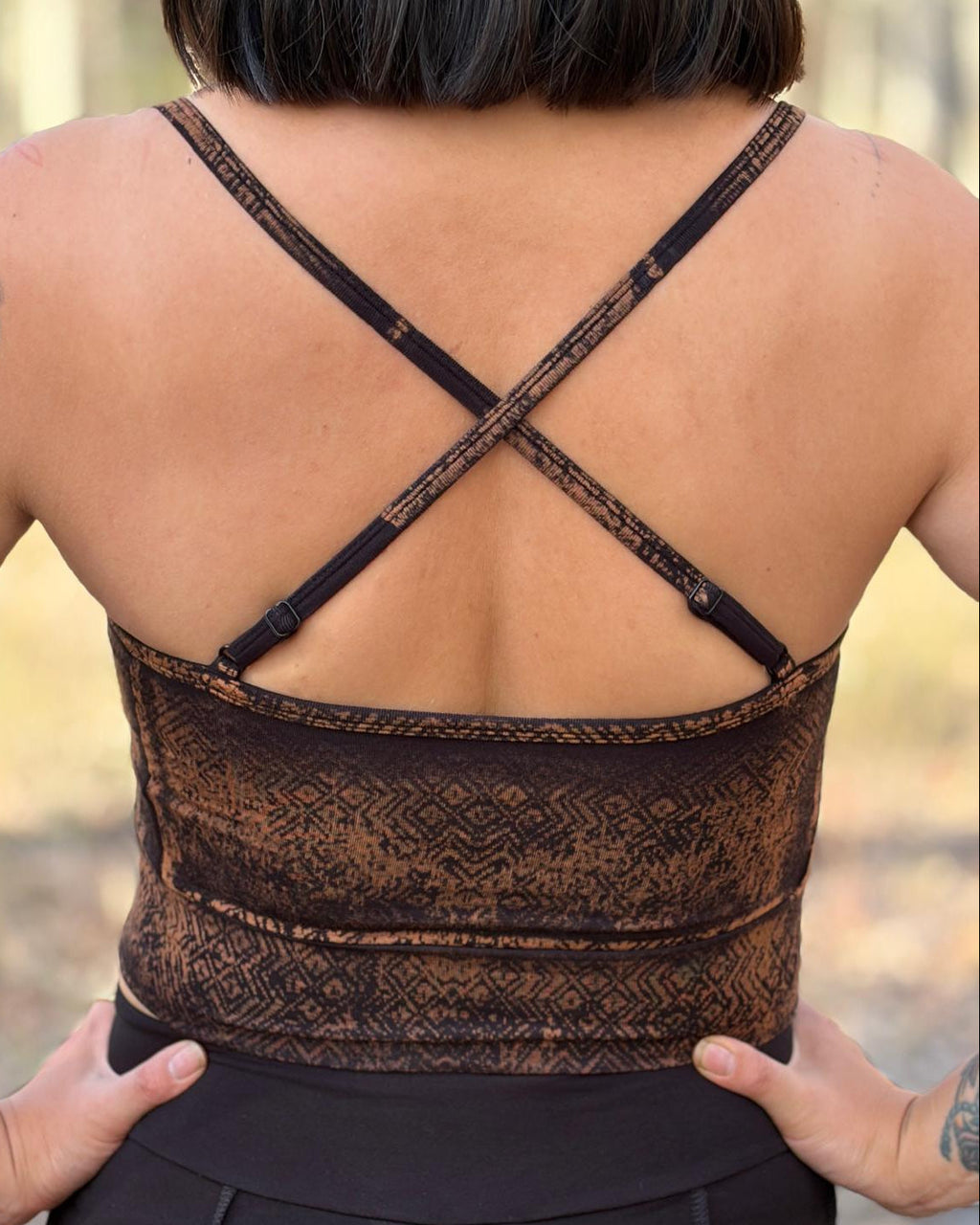 Dewdrop Bralette - Brown - Diamond Print