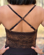Dewdrop Bralette - Brown - Diamond Print