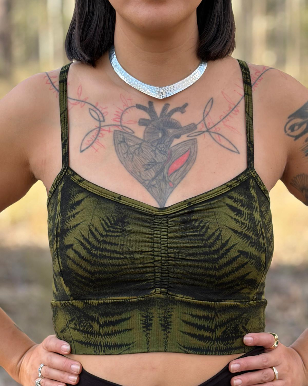 Dewdrop Bralette - Green - Fern Print