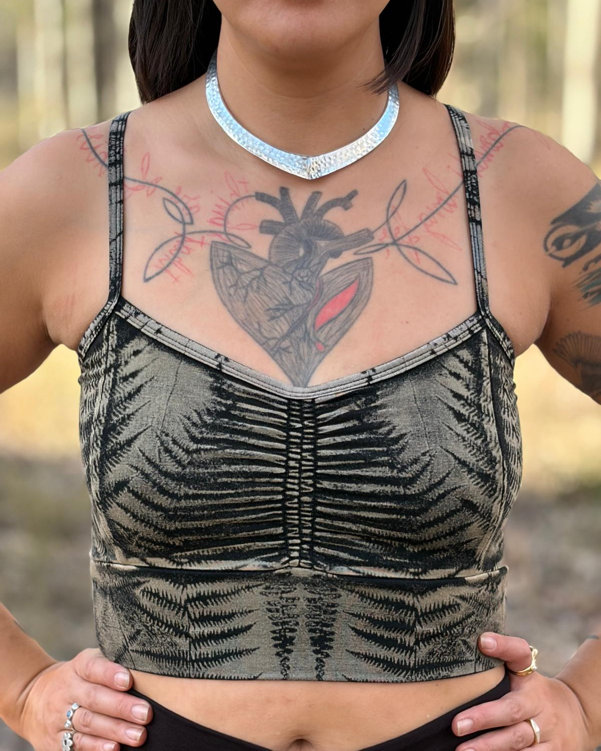 Dewdrop Bralette - Silver - Fern Print
