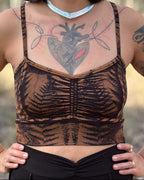 Dewdrop Bralette - Brown - Fern Print