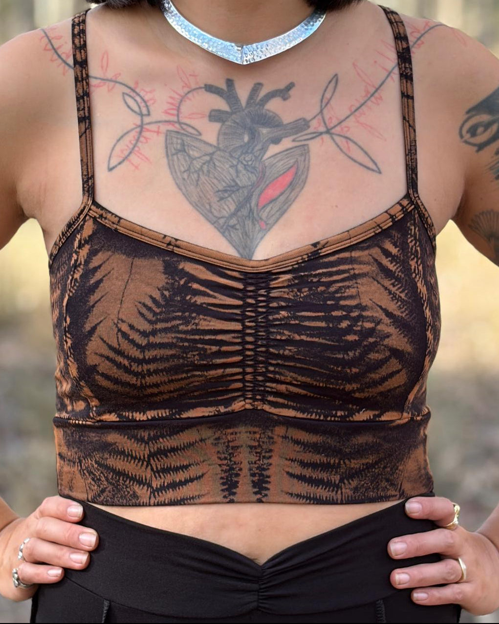 Dewdrop Bralette - Brown - Fern Print
