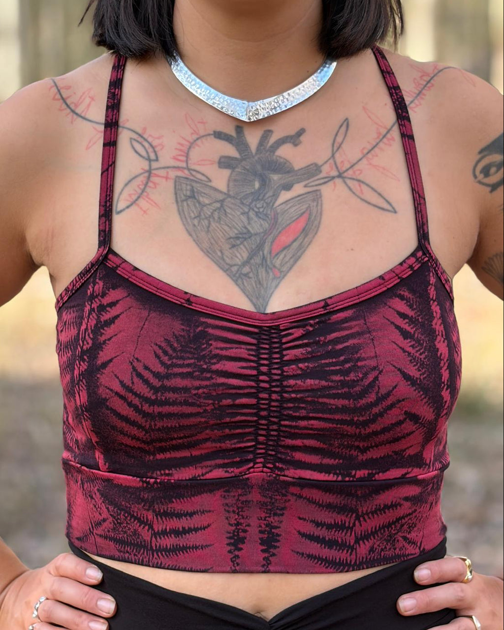 Dewdrop Bralette - Pink - Fern Print