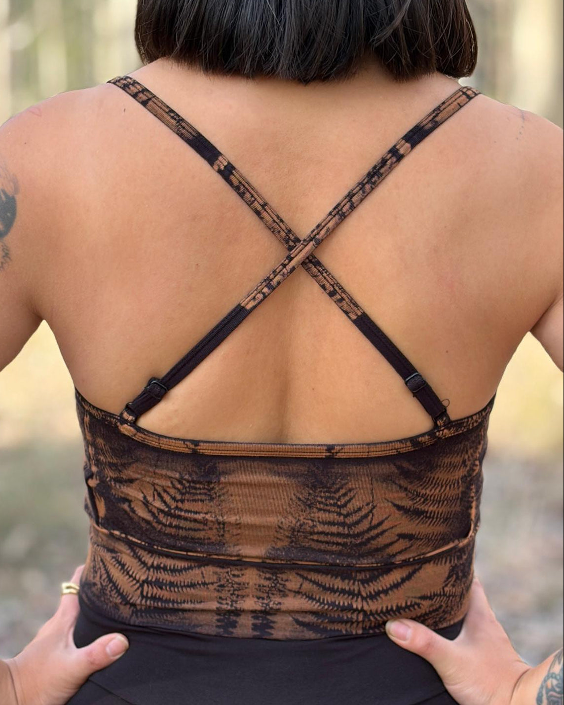 Dewdrop Bralette - Brown - Fern Print