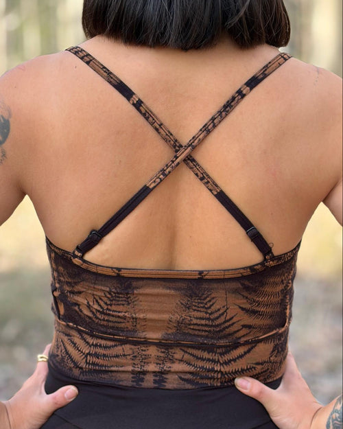 Dewdrop Bralette - Brown - Fern Print