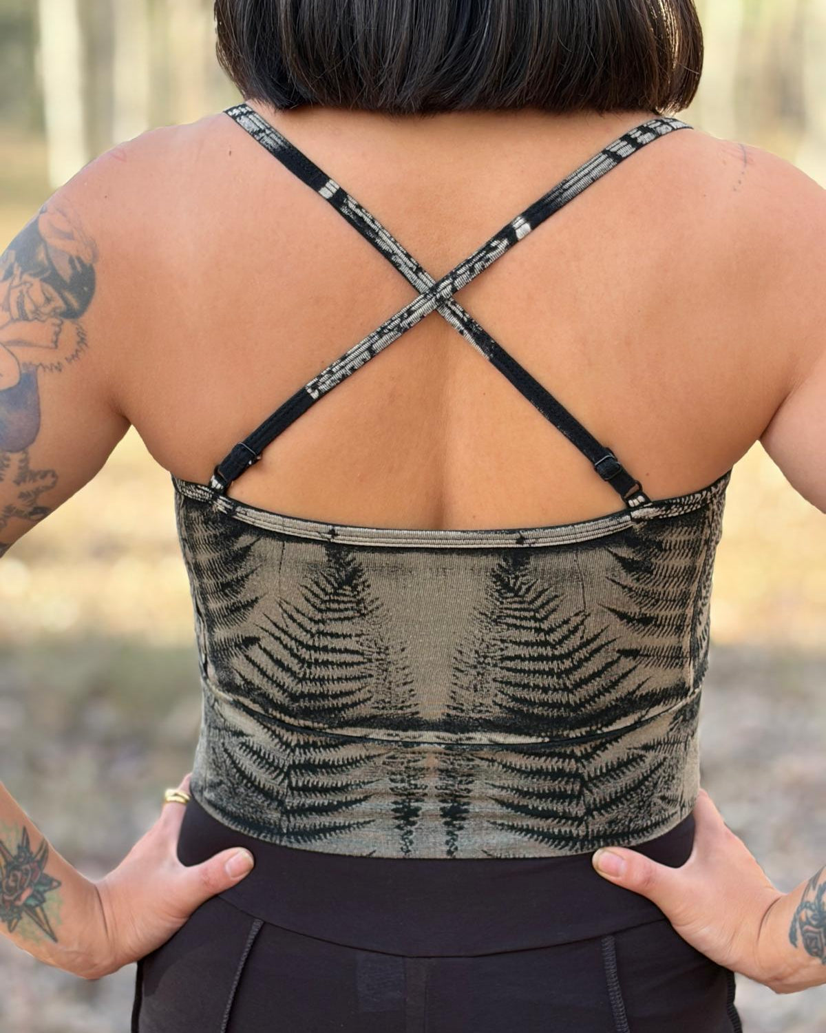 Dewdrop Bralette - Silver - Fern Print