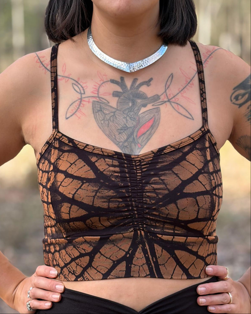 Dewdrop Bralette - Brown - Leaf Print