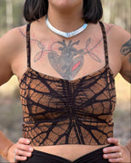 Dewdrop Bralette - Brown - Leaf Print