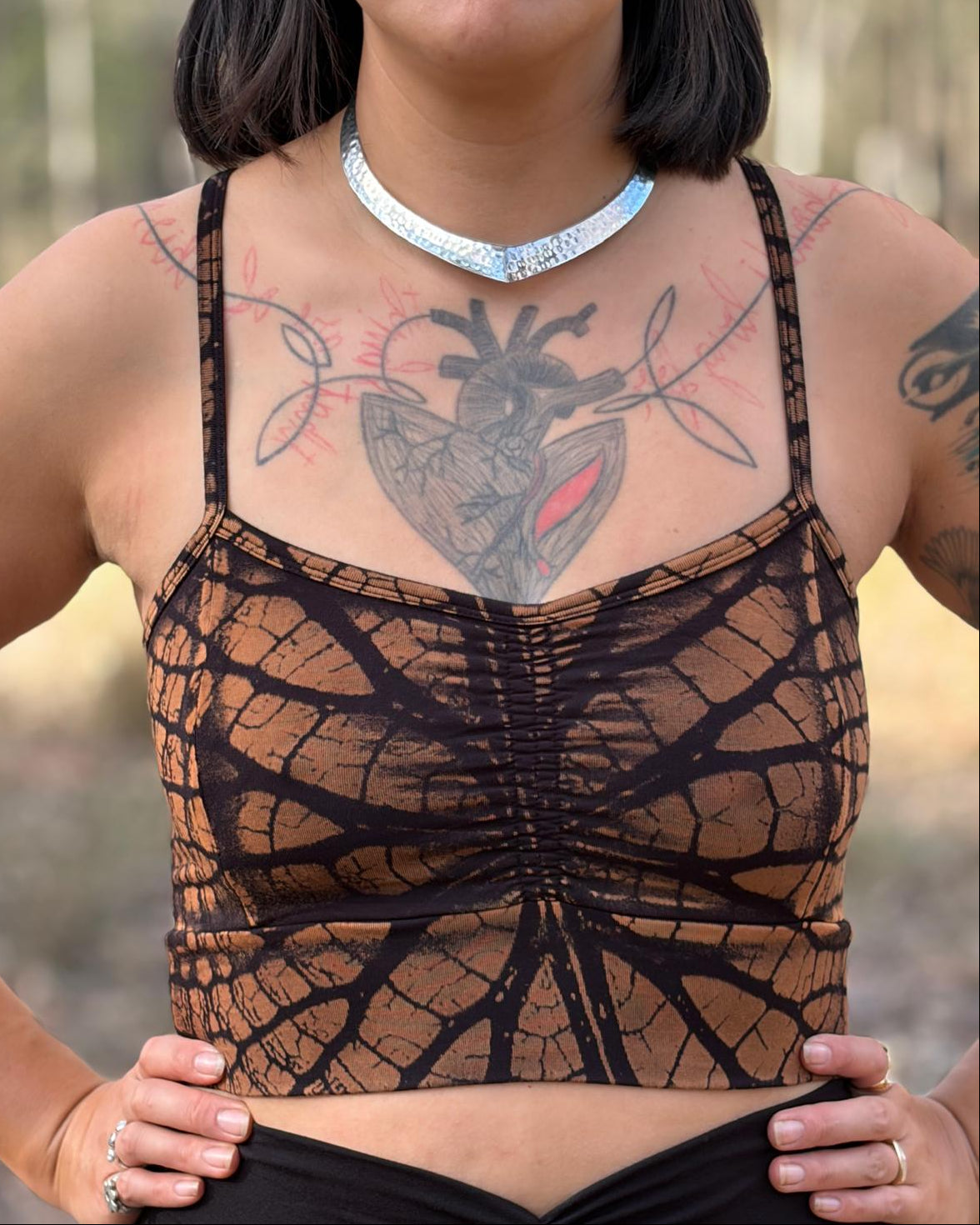 Dewdrop Bralette - Brown - Leaf Print