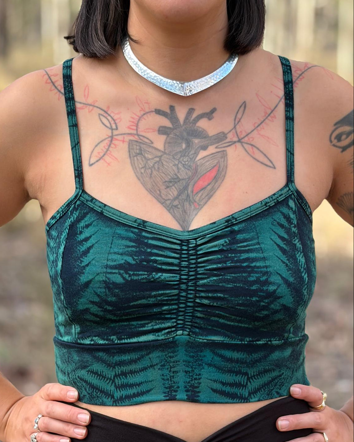Dewdrop Bralette - Torquoise - Fern Print