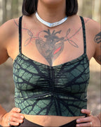Dewdrop Bralette - Turquoise - Leaf Print