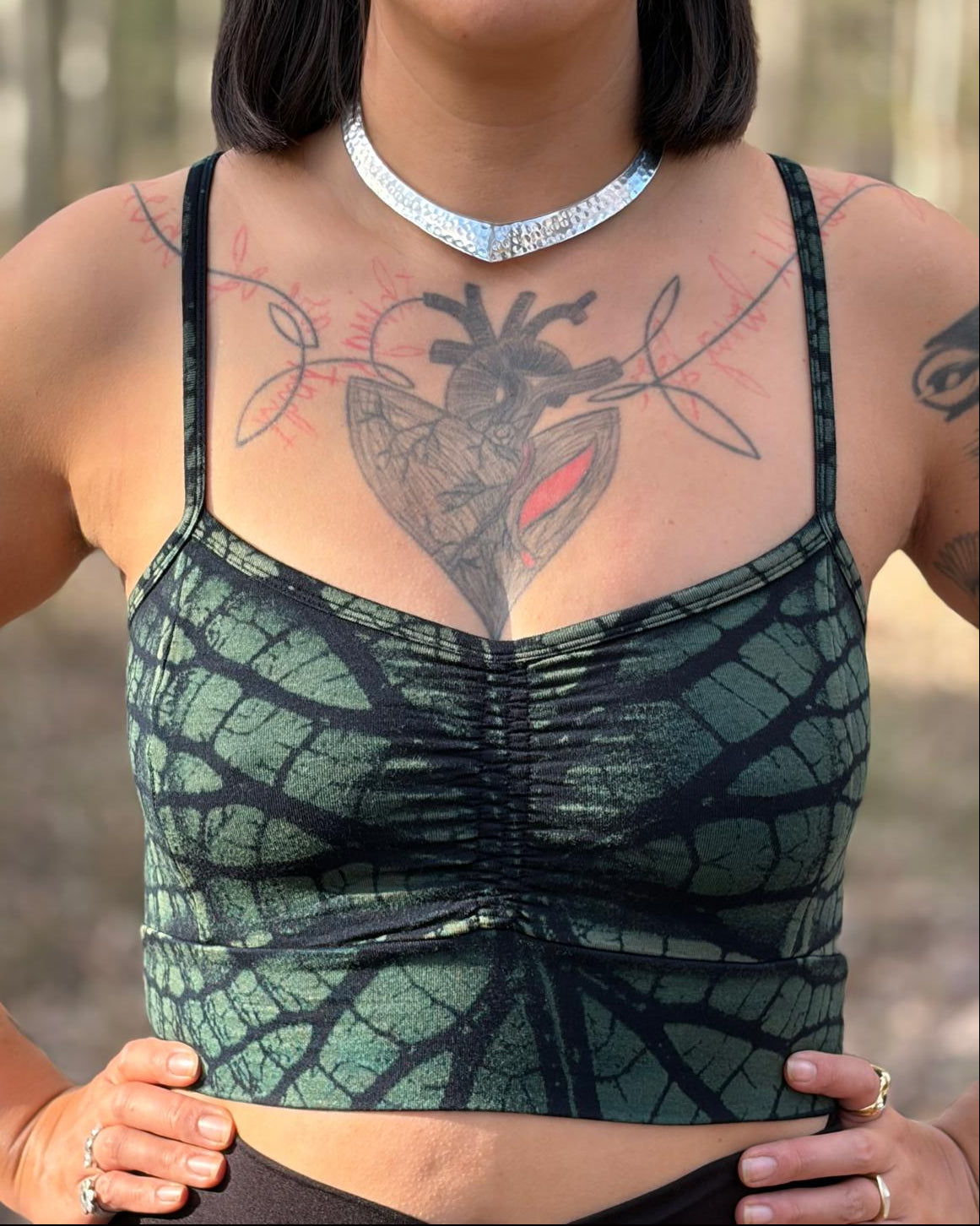 Dewdrop Bralette - Turquoise - Leaf Print
