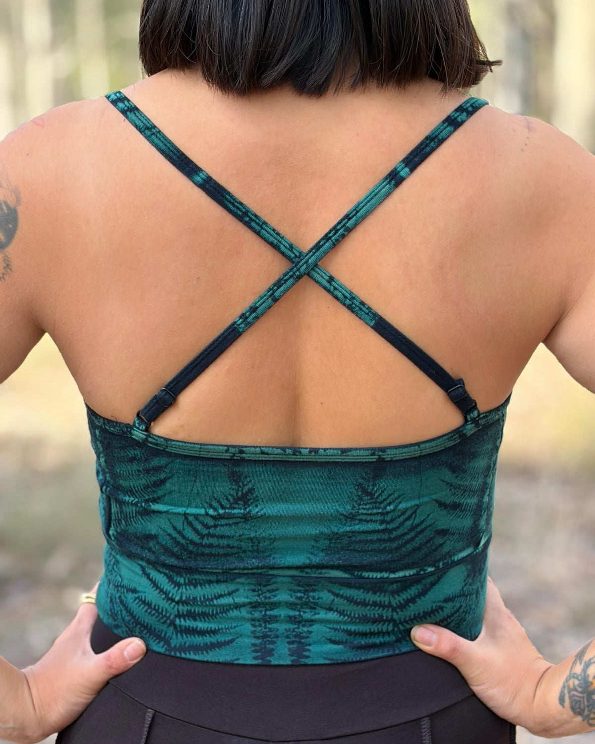 Dewdrop Bralette - Torquoise - Fern Print