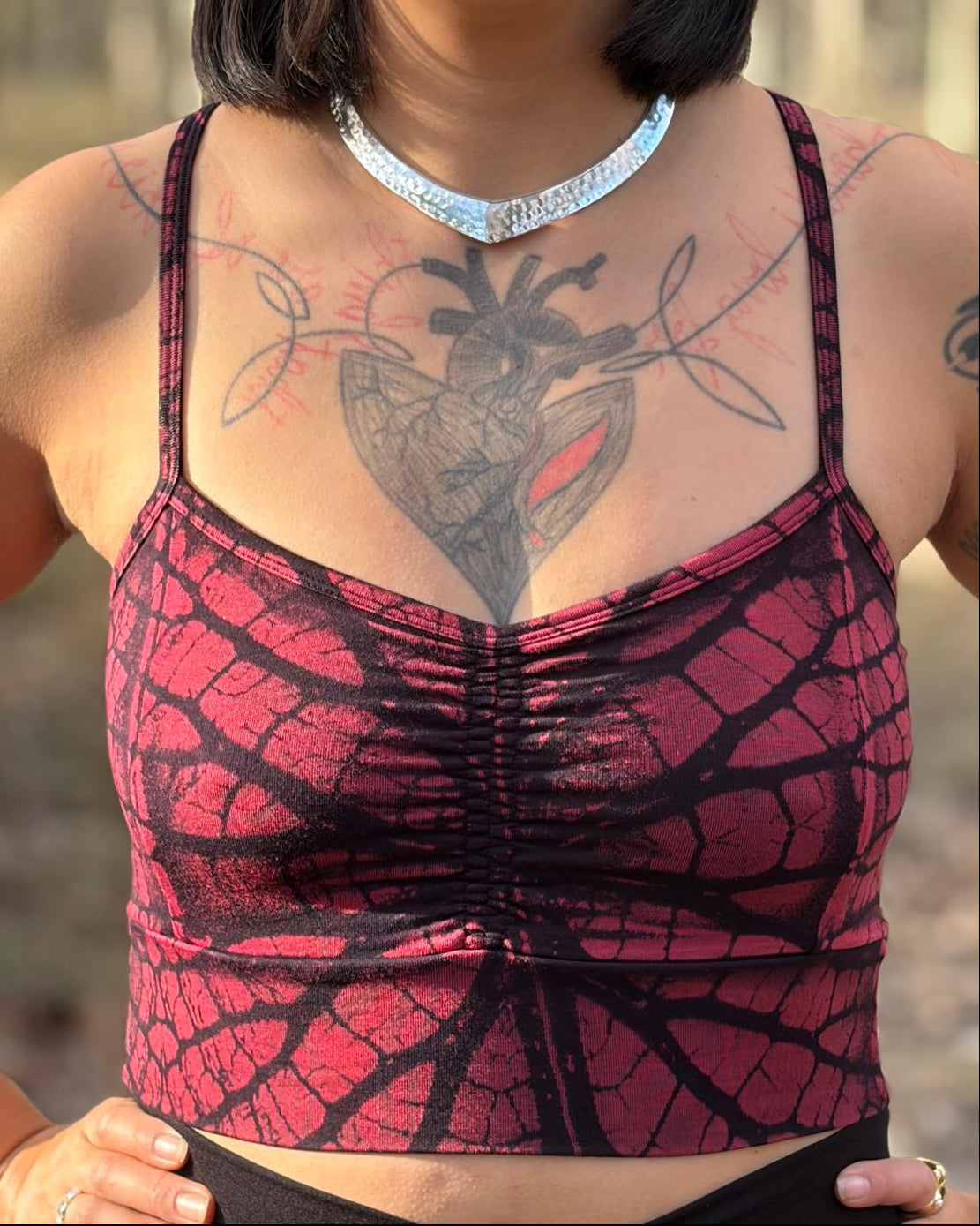 Dewdrop Bralette - Pink - Leaf Print