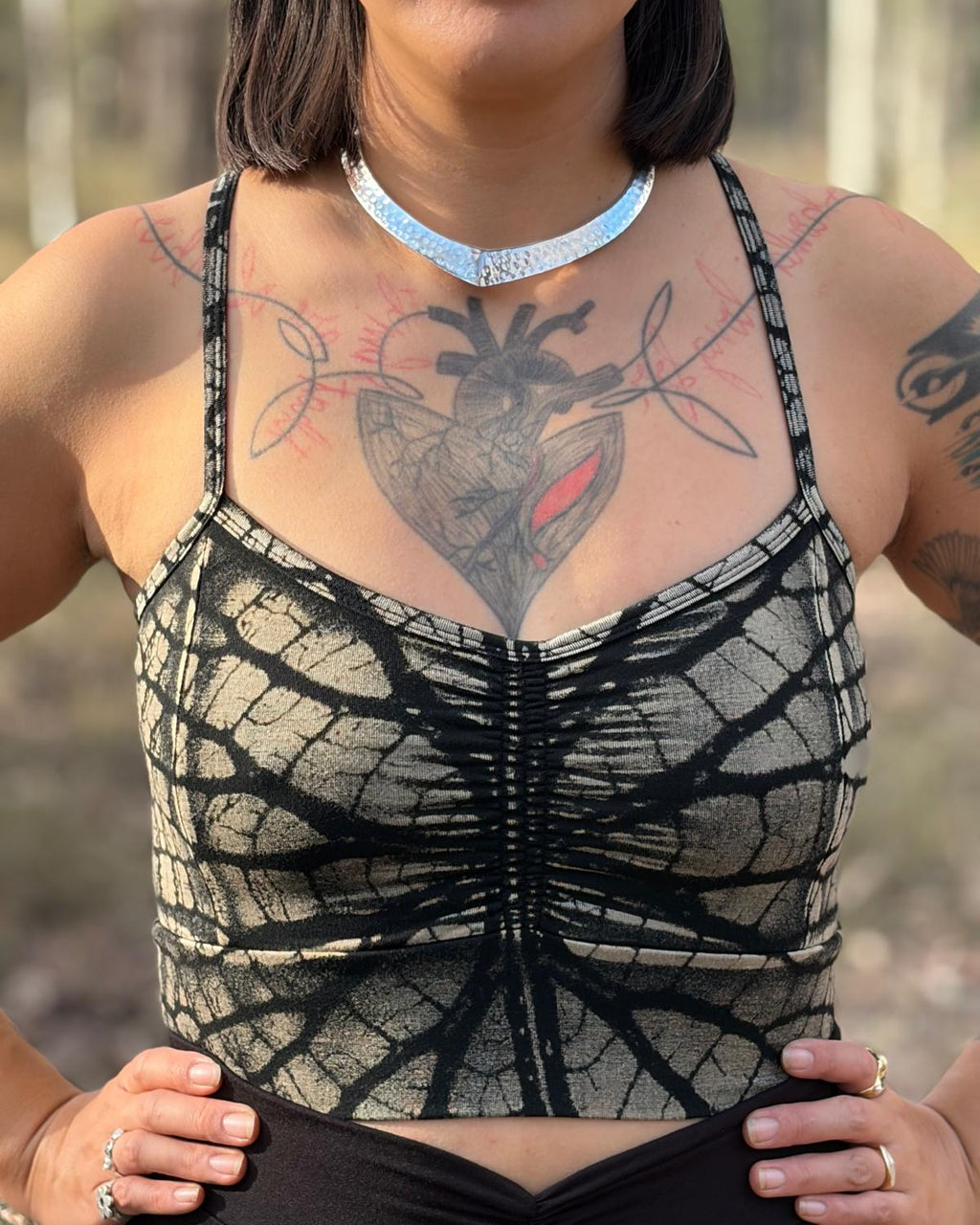 Dewdrop Bralette - Silver - Leaf Print