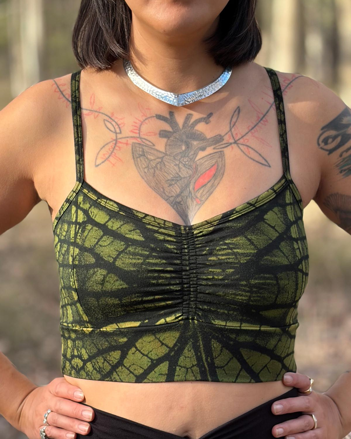 Dewdrop Bralette - Green - Leaf Print