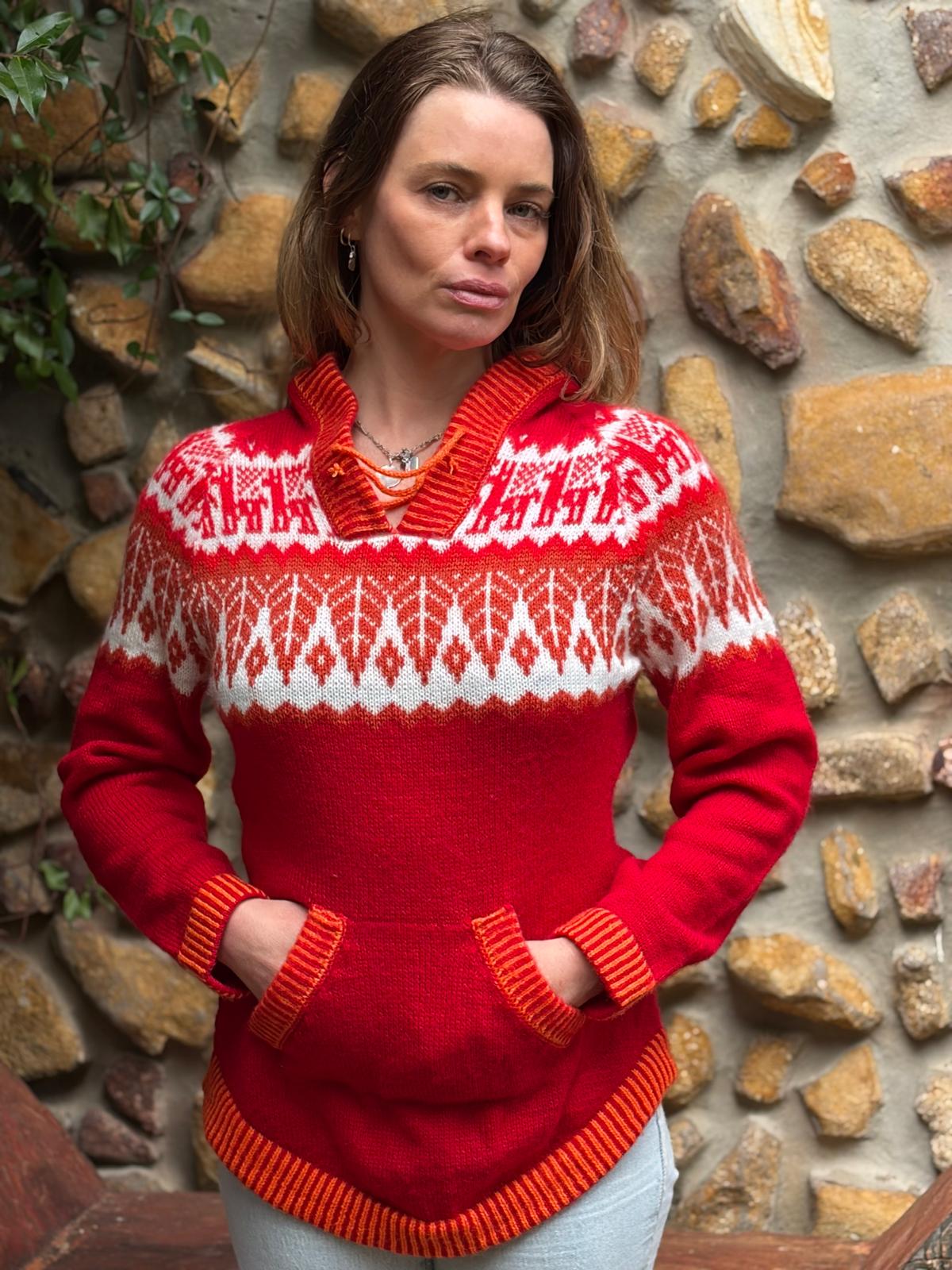Ember - Bolivian Alpaca Knit Hooded Jumper l Small