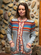 Grey - Bolivian Alpaca Knit Cardigan l Small