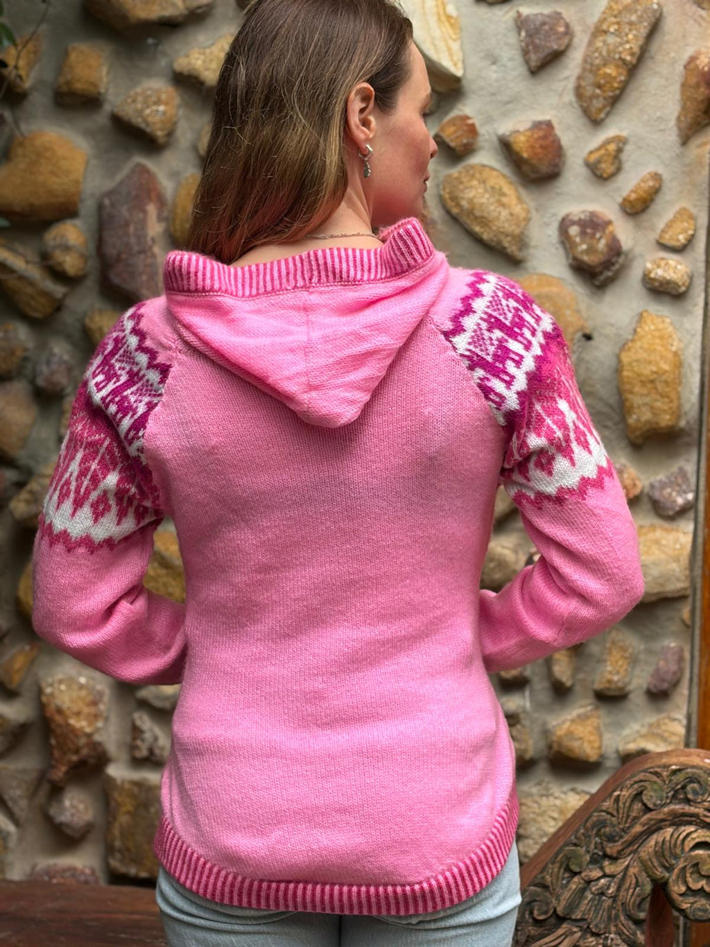 Blossom - Bolivian Alpaca Knit Hooded Jumper l Small
