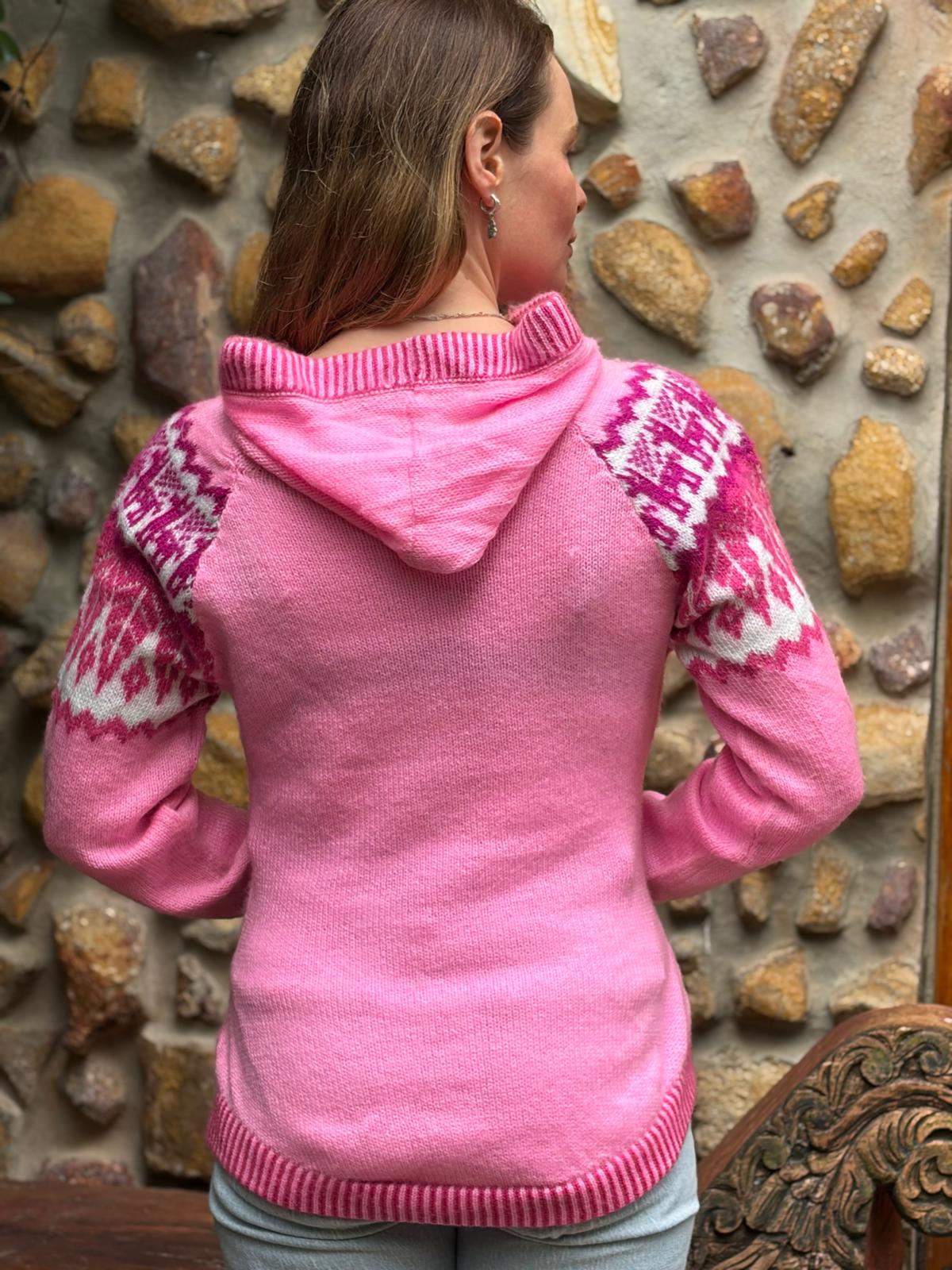 Blossom - Bolivian Alpaca Knit Hooded Jumper l Small