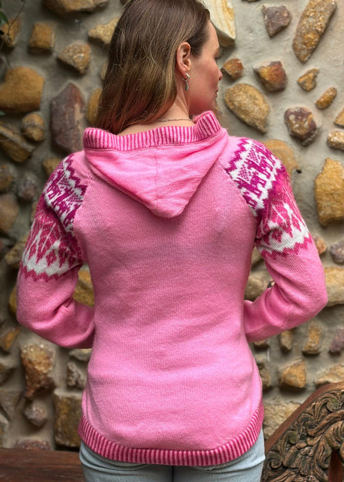 Blossom - Bolivian Alpaca Knit Hooded Jumper l Medium
