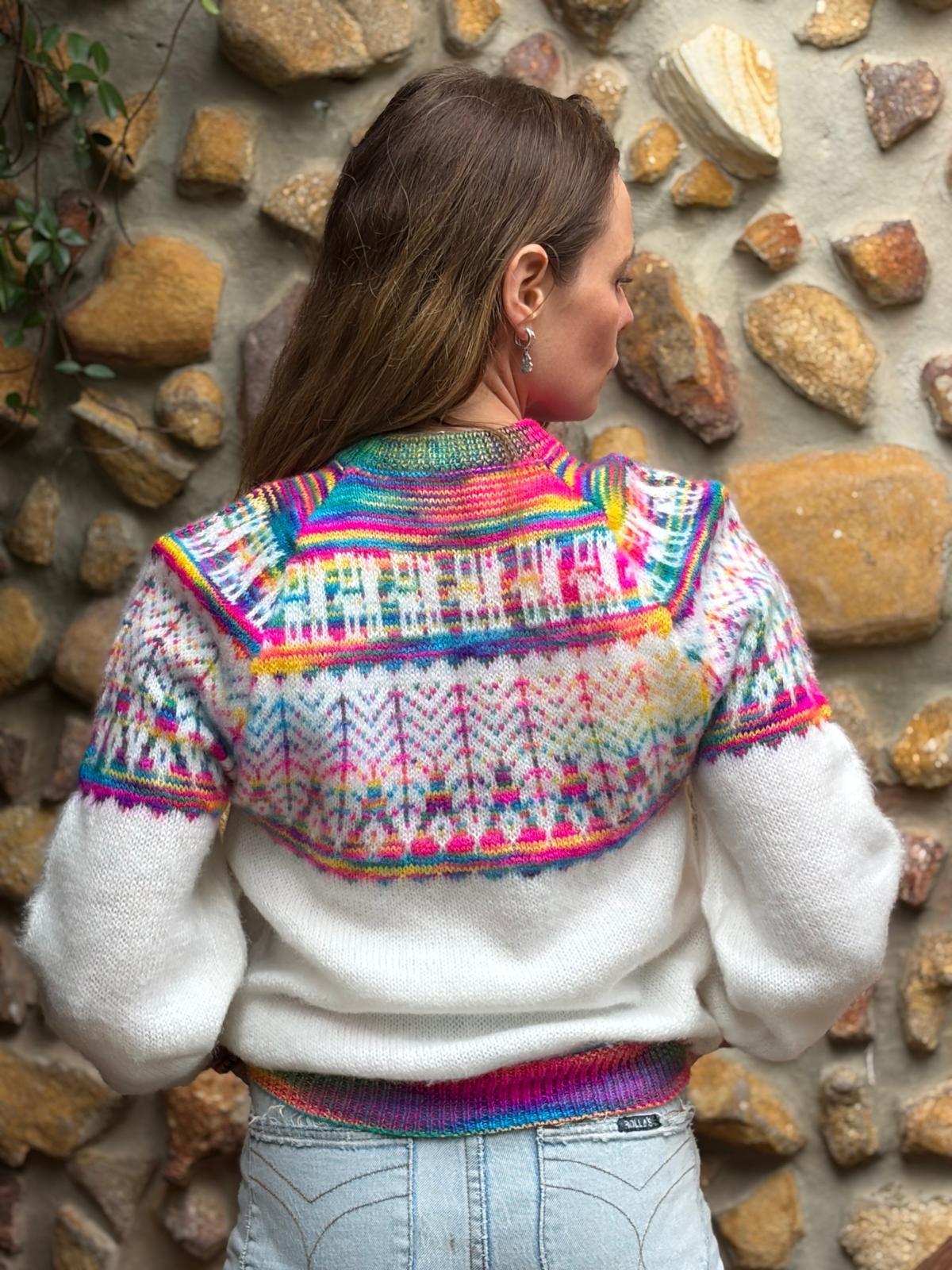 Ivory Rainbow - Bolivian Alpaca Knit Jumper l Small