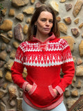 Deep Red - Bolivian Alpaca Knit Hooded Jumper l Small