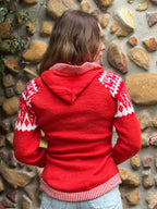 Deep Red - Bolivian Alpaca Knit Hooded Jumper l Small