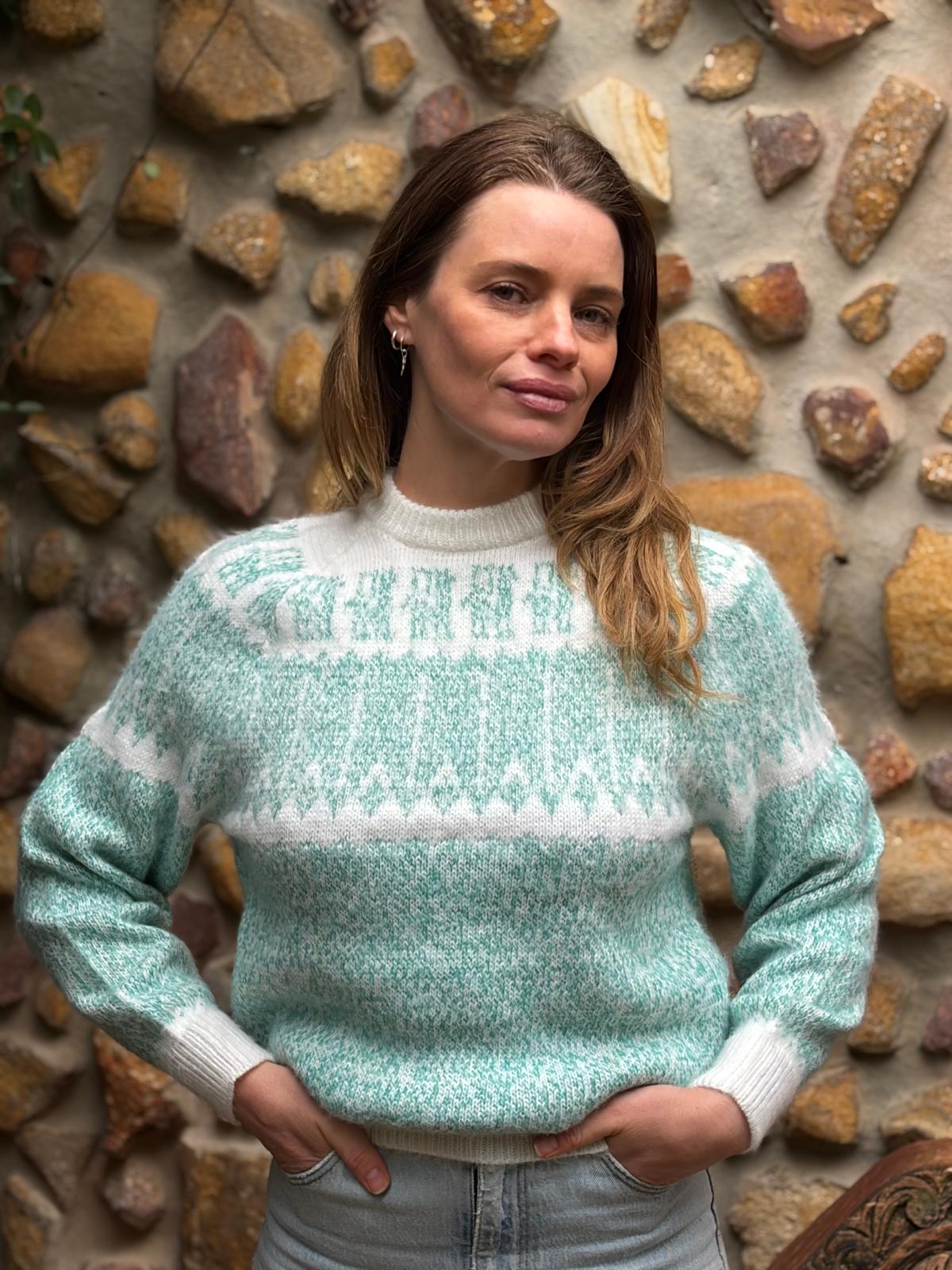 Mint Green - Bolivian Alpaca Knit Jumper l Small