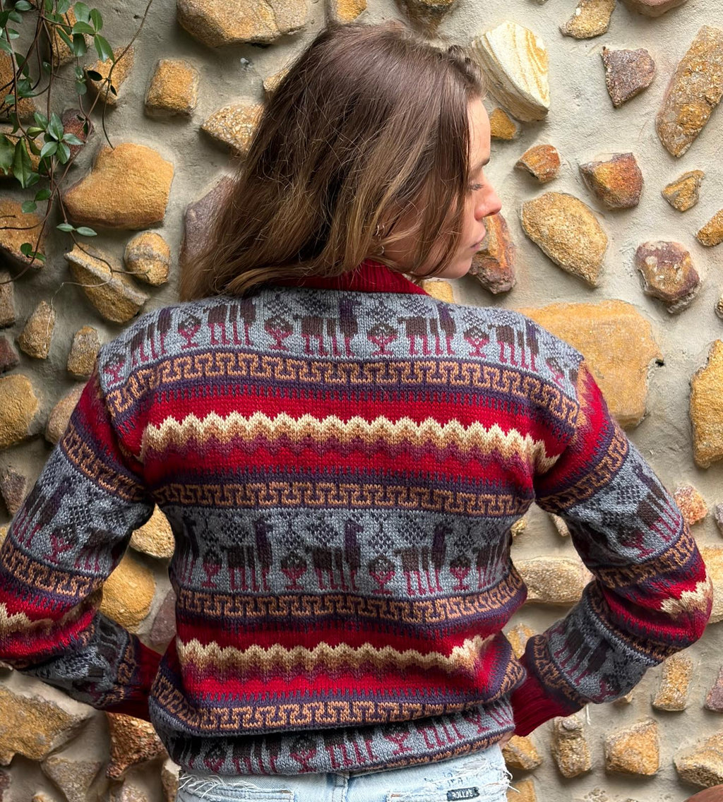 Crimson - Bolivian Alpaca Knit Jumper l Small