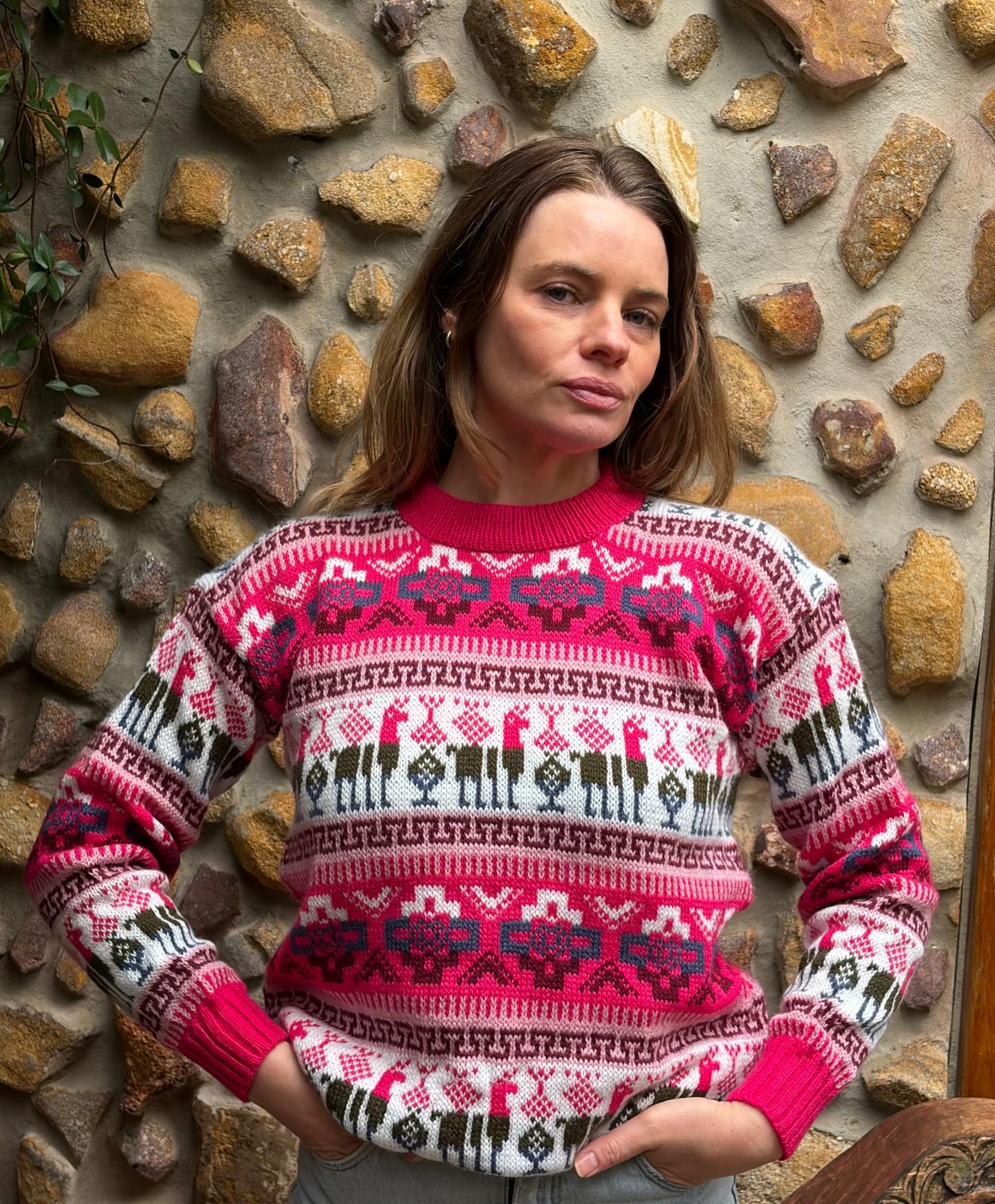Fuchsia - Bolivian Alpaca Knit Jumper l Small
