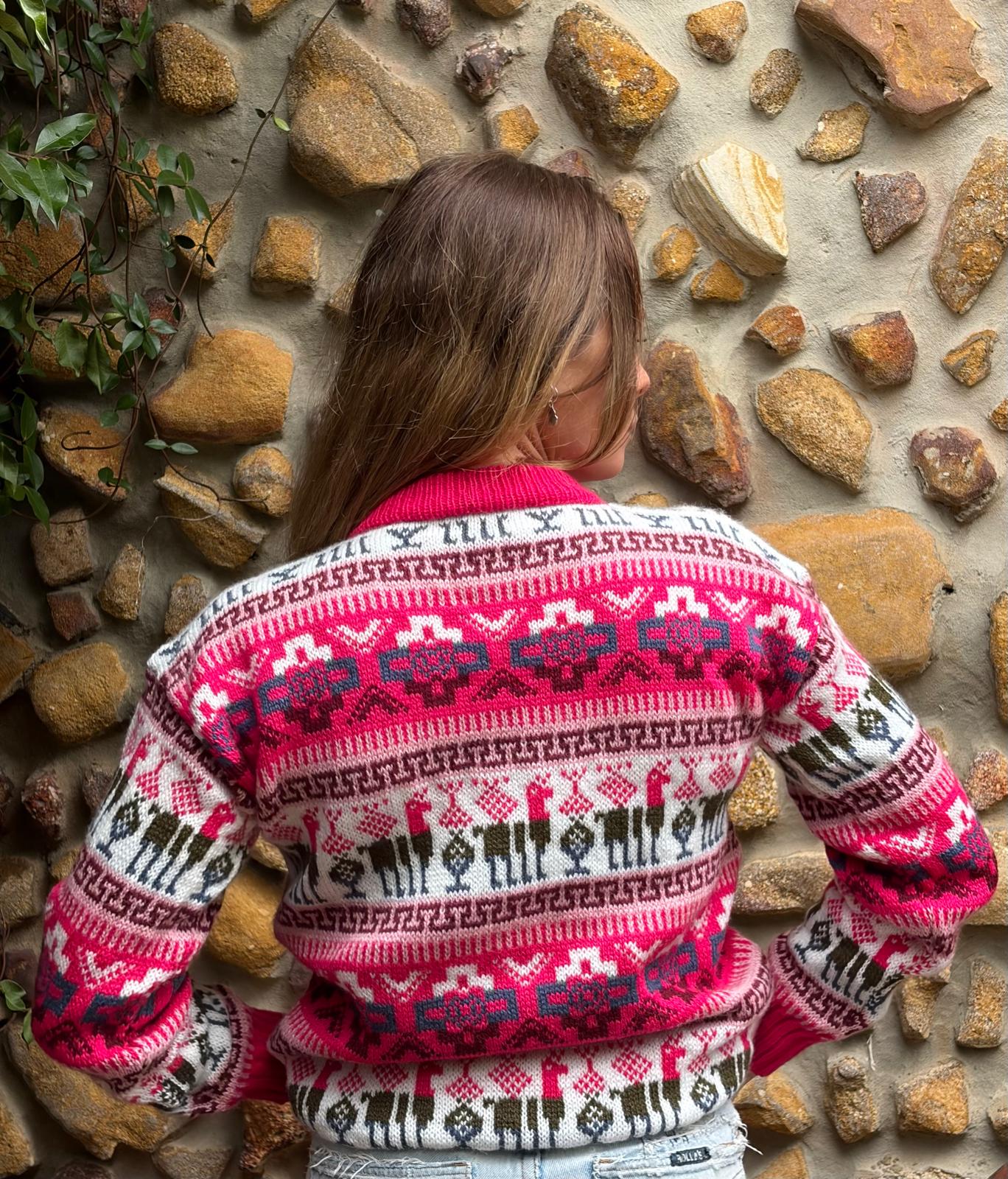 Fuchsia - Bolivian Alpaca Knit Jumper l Small