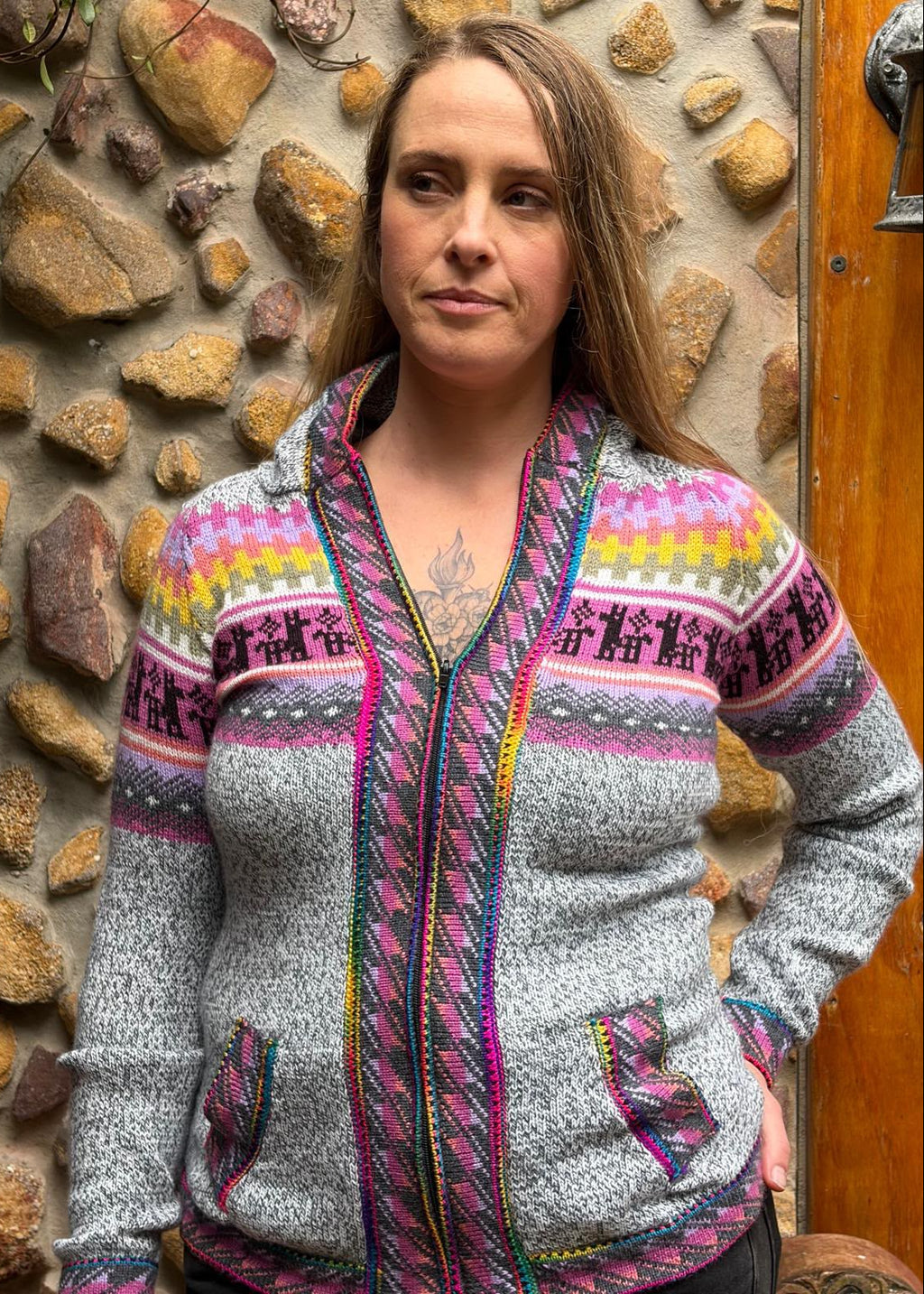 Aurora - Bolivian Alpaca Cardigan l Medium