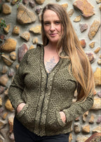 Olive - Bolivian Alpaca Cardigan l Large