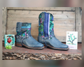 Size 39 - Blunt Toe Cowgirl Bling - Blue Garden