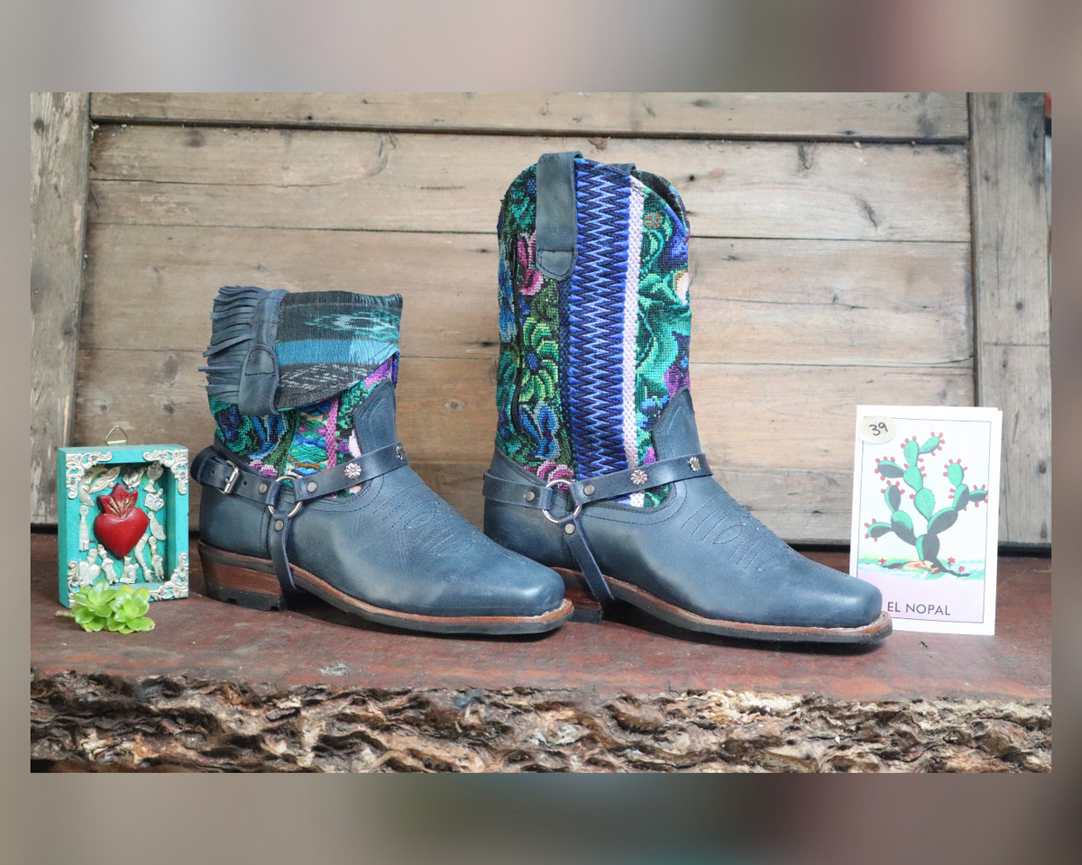 Size 39 - Blunt Toe Cowgirl Bling - Blue Garden