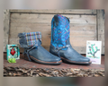 Size 41 - Blunt Toe Cowgirl Bling -Blue Patterns