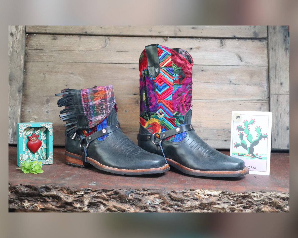 Size 38 - Blunt Toe Cowgirl Bling - Bright Roses