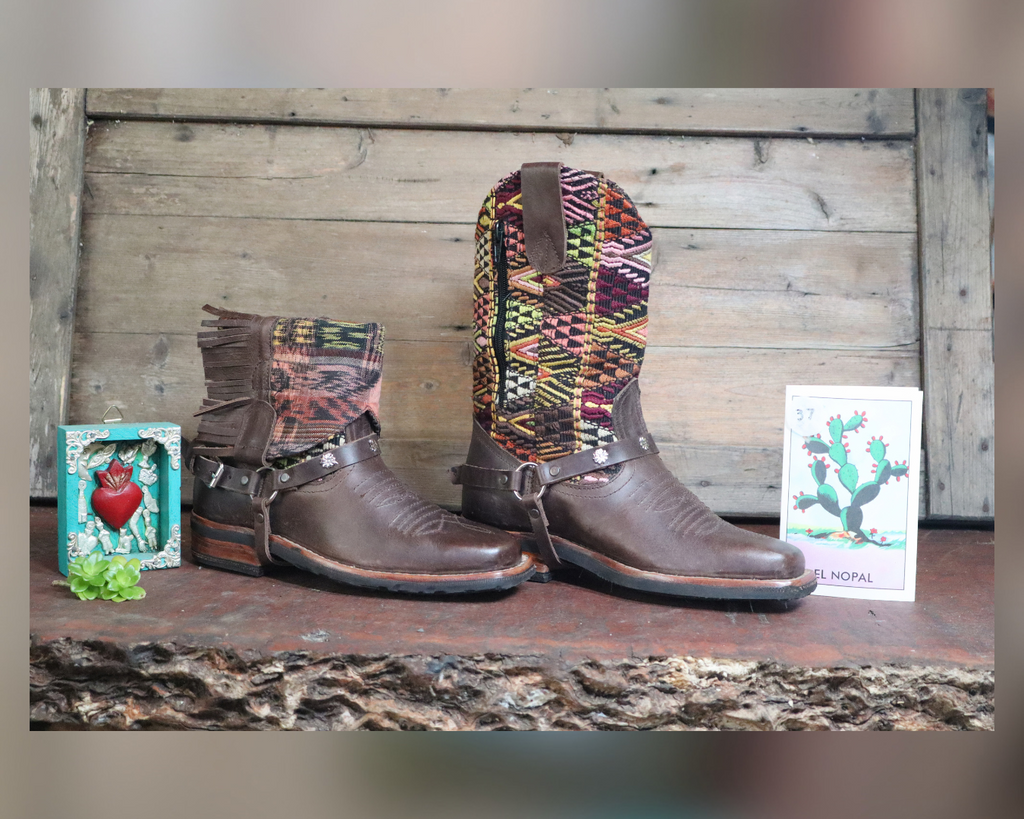 Size 37 - Blunt Toe Cowgirl Bling - Brown Geometrics
