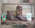 Size 37 - Blunt Toe Cowgirl Bling - Brown Geometrics